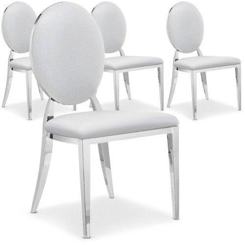 3S. x Home - Lot de 4 chaises Sofia Baroque Blanc - Chaise Design