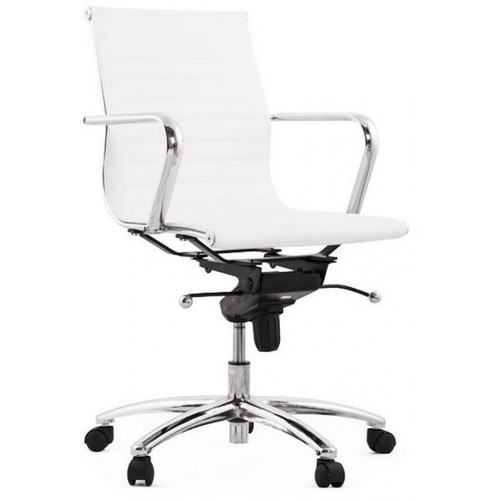 3S. x Home - Chaise de bureau simili blanc KIM - Chaise De Bureau Design