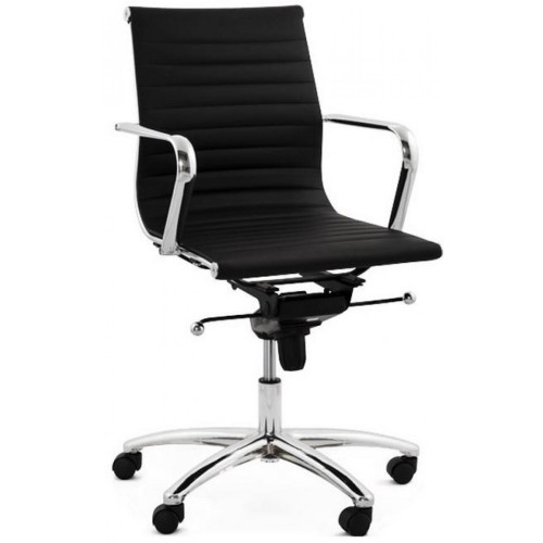 3S. x Home - Chaise de bureau Pivotante Noir et Acier OBLIMO - Chaise De Bureau Design