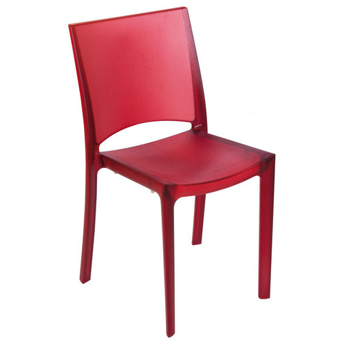 3S. x Home - Chaise Design Rouge Opaque Fumée Transparente NILO - Chaise Et Tabouret Et Banc Design