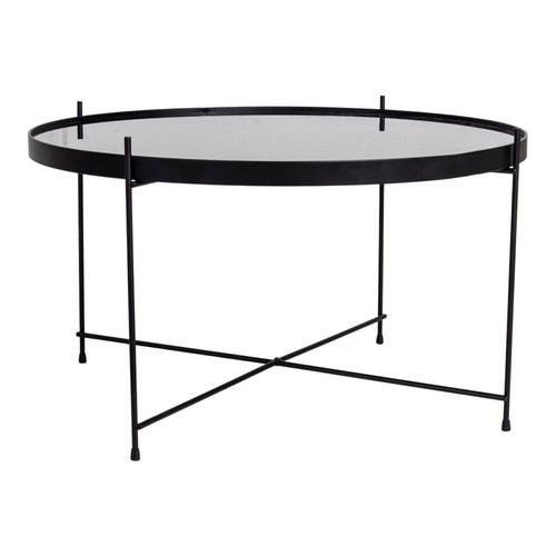 House Nordic - Table Basse Ronde 70 cm en Verre et en Acier Noir ELLENA - Table Basse Design