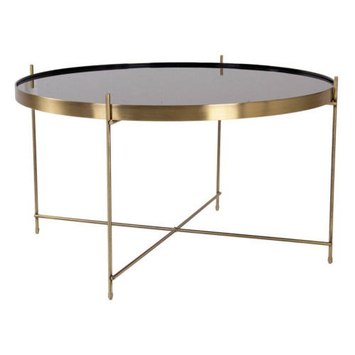 House Nordic - Table Basse Ronde 70 cm en Verre et en Acier Doré FLOUSE - Table Basse Design