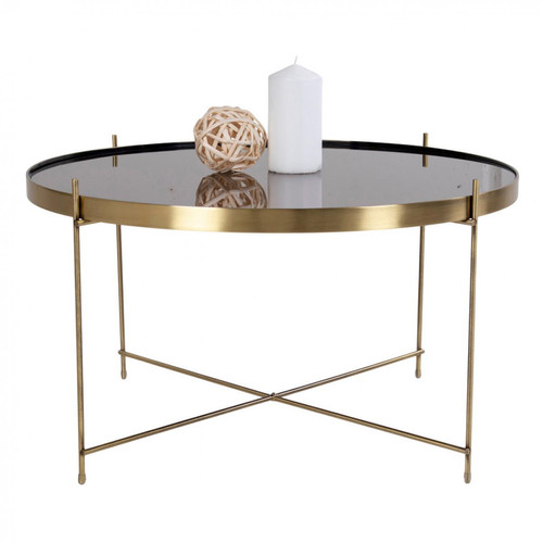 Table Basse Ronde 70 cm en Verre et en Acier Doré FLOUSE House Nordic