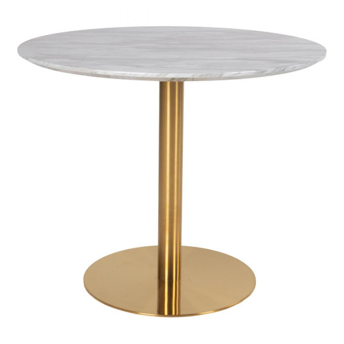 House Nordic - Table à Manger Ronde en Acier Imitation Marbre COUCI - Collection Contemporaine Meuble Deco Design