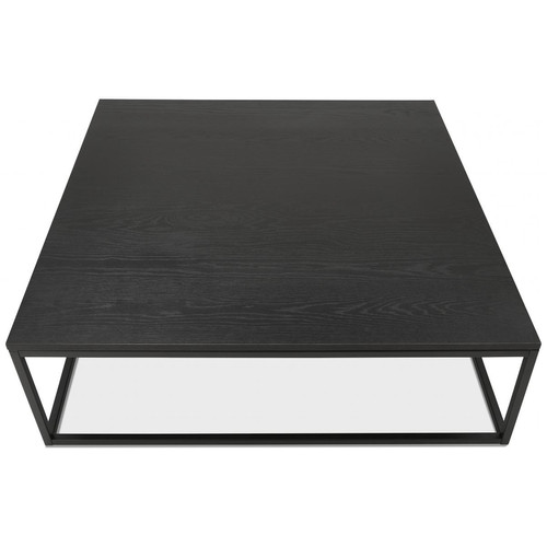Table Basse Carrée Noir et Piétement en Métal Noir PIETRA Table basse