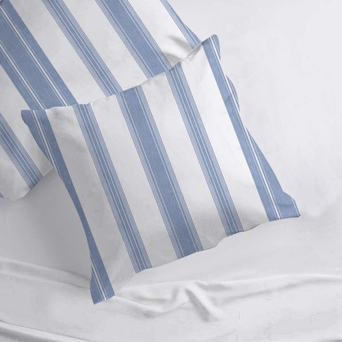 3S. x Collection (Nos Imprimés) - Taie d'oreiller coton MARKUS - Bleu et blanc - Taies d oreiller coton