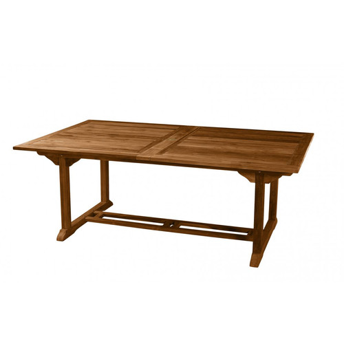 Table de jardin 10/12 personnes - rectangulaire double extension 200/300 x 120 cm en bois Teck huilé