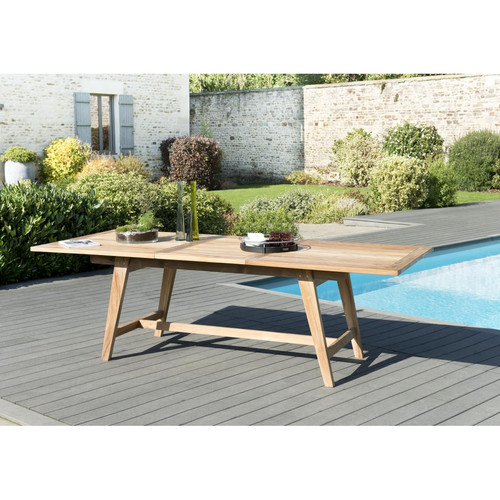 Table de jardin 8/10 personnes -  rectangulaire scandi extensible 180/240x100 cm en bois Teck Teck MACABANE Meuble & Déco