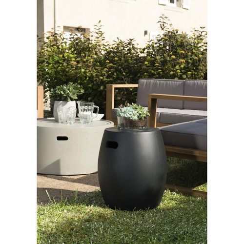 Table d'appoint de jardin ronde béton 43x43 cm noir Noir MACABANE Meuble & Déco