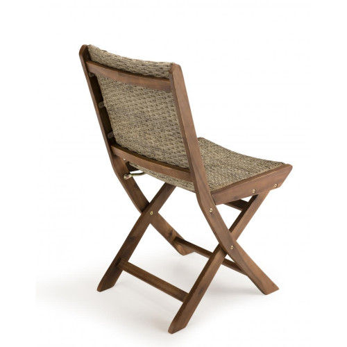 Ensemble de 2 chaises de jardin pliantes en bois Acacia et rotin synthétique MACABANE