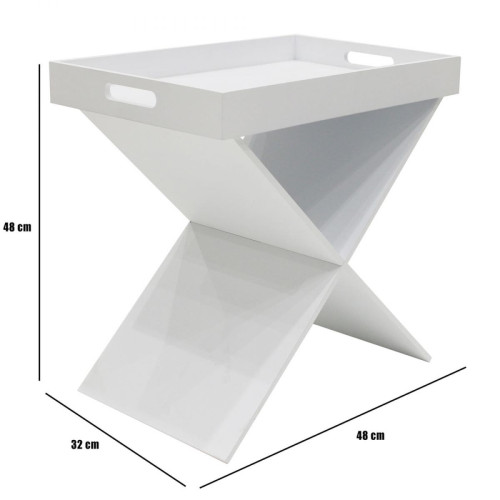 Table d'appoint avec plateau amovible Blanc SILVIA Blanc 3S. x Home Meuble & Déco