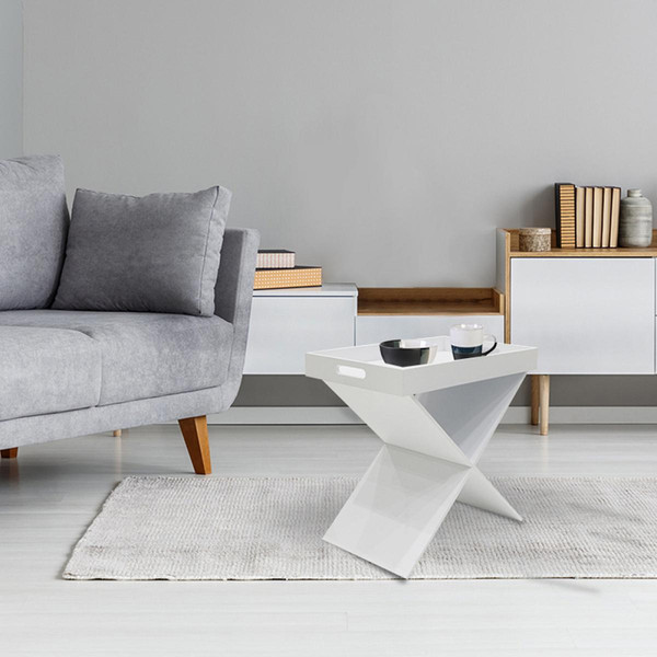 Table d'appoint avec plateau amovible Blanc SILVIA Blanc 3S. x Home Meuble & Déco