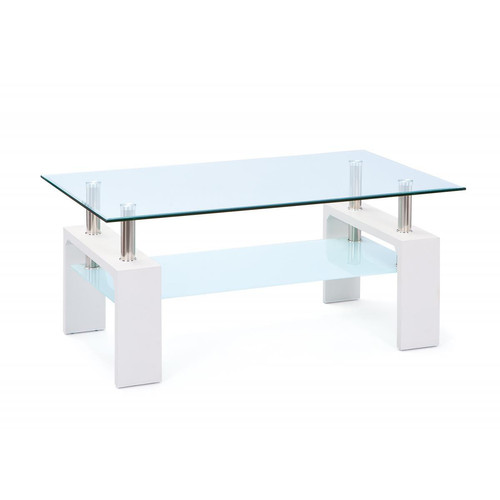 3S. x Home - Table basse 2 plateaux Verre Securit et Métal RETINA - Table Basse Design