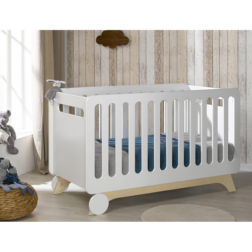 3S. x Home - Lit bébé 70*140 BONHEUR avec option 1 pan d lit - Sommiers Et Lits Design
