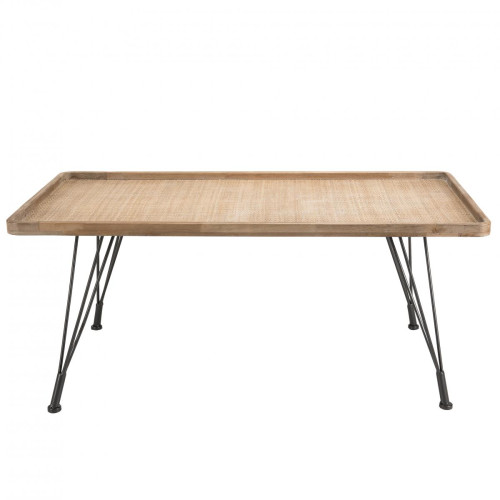 Macabane - Table basse rectangulaire cannage pieds métal - KORIA - Tables basses scandinaves