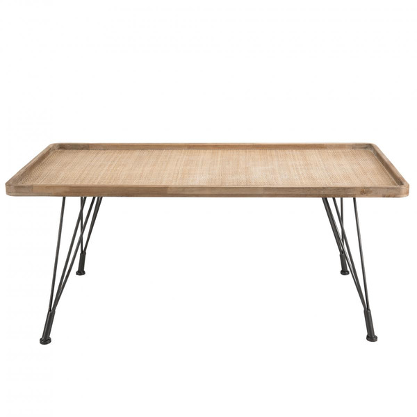 Table basse rectangulaire cannage pieds métal - KORIA MACABANE Meuble & Déco