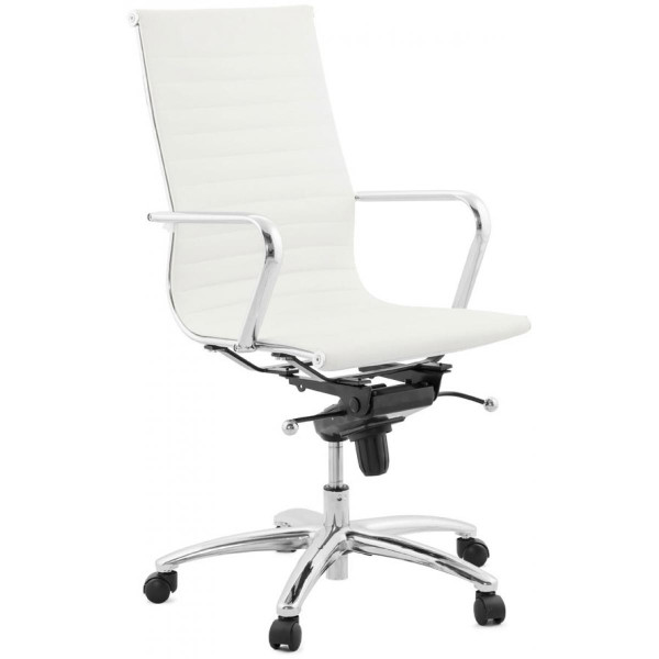 Chaise de Bureau blanc et chromé CHARMO Blanc 3S. x Home Meuble & Déco