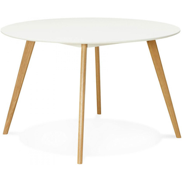 Table à Manger ronde blanche pieds bois ZOEPER 3S. x Home
