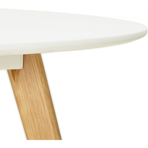 Table à Manger ronde blanche pieds bois ZOEPER Table
