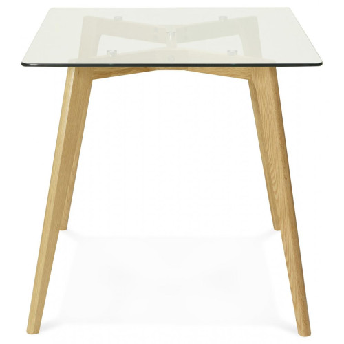 Table à Manger rectangulaire avec plateau en verre pieds bois TAMPERE 3S. x Home