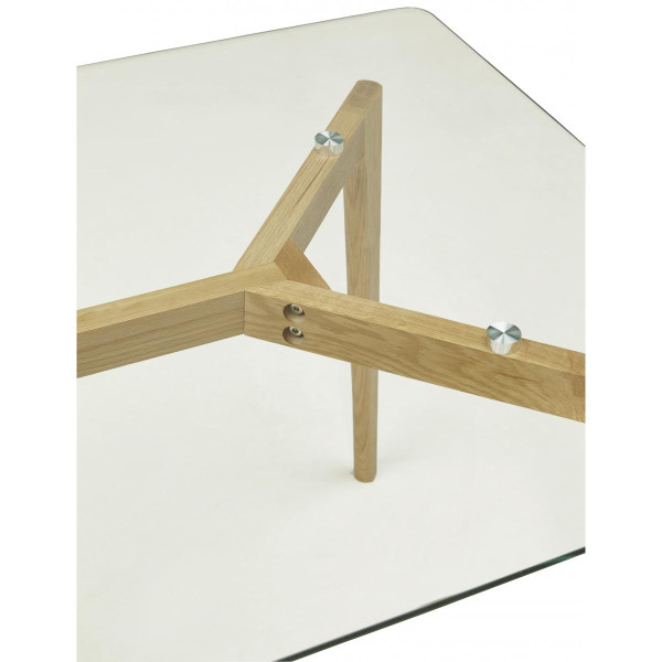 Table à Manger rectangulaire avec plateau en verre pieds bois TAMPERE Table