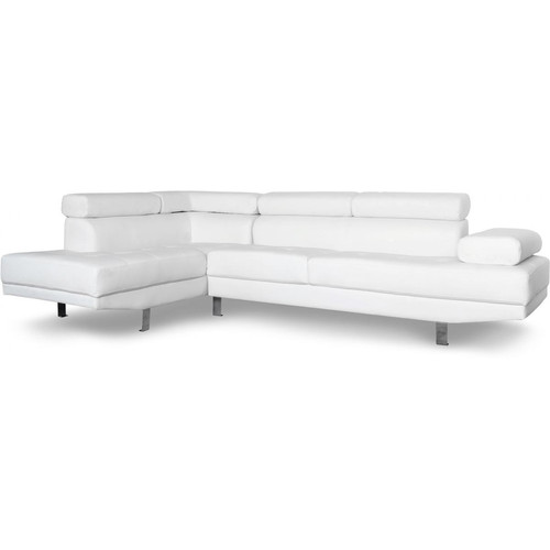 Canapé d'angle blanc avec têtière relevable MADURI 3S. x Home