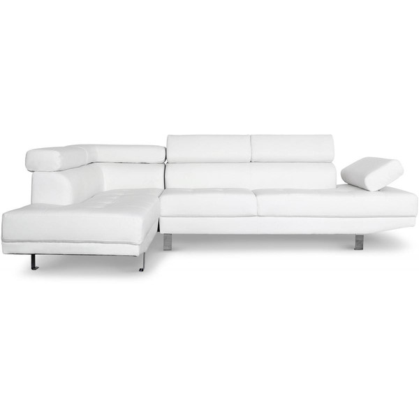 Canapé d'angle blanc avec têtière relevable MADURI Blanc 3S. x Home Meuble & Déco