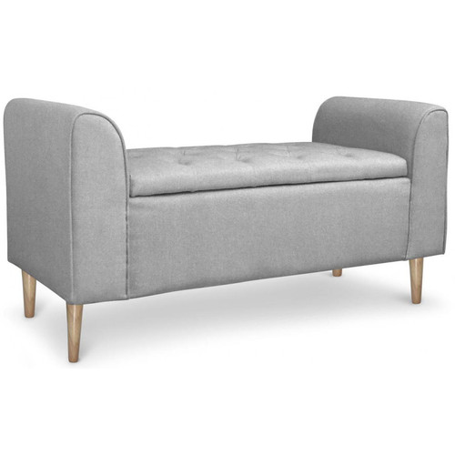 3S. x Home - Banquette Coffre Design Tissu Gris DYLAN - Canapes scandinaves