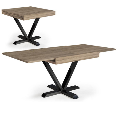 Table Basse Design Rétractable Effet Chêne Clair WELL Beige 3S. x Home Meuble & Déco