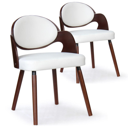 3S. x Home - Lot de 2 Chaises Scandinaves Bois Noisette Blanc ALSEA - Chaise Design