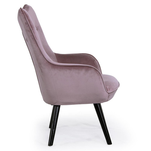 Fauteuil Scandinave Velours Rose AMALECITE 3S. x Home