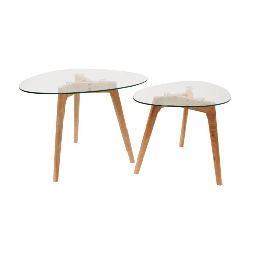 3S. x Home - Tables Gigognes Verre Chêne PETSAMO - Table Basse Design