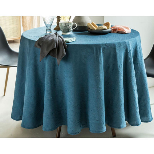 Becquet - Nappe Rectangulaire Polyester Froissé Bleu Canard - Linge de table Becquet