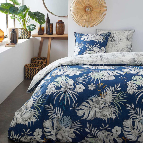Today - Parure de lit 2 personnes Coton Imprimé ORCHID Bleu Marine - Parures de lit bleu