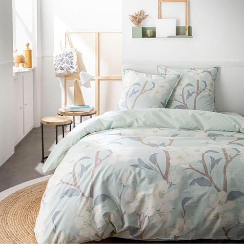 Today - Parure de lit 2 personnes Coton Imprimé TRES Bleu Floral - Parures de lit 240 x 220 cm