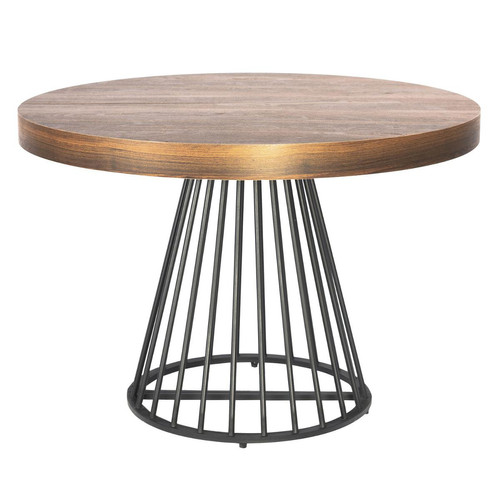 3S. x Home - Table ronde extensible Grivery Bois Noisette pieds Noir - Sélection meuble & déco Industriel