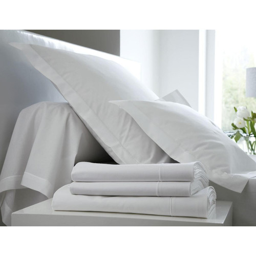Blanc des Vosges - Taie d'oreiller en Percale Uni Blanc Finition Bourdon - Blanc des Vosges linge de maison