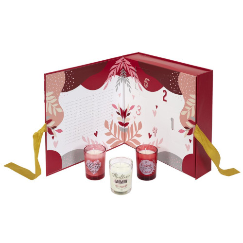 3S. x Home - Lot de 5 Bougies Parfumées Calendrier Maman en verre  - Objets Déco Design