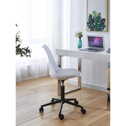 Chaise de bureau scandinave Blanc  Blanc 3S. x Home Meuble & Déco