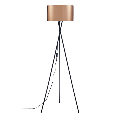 3S. x Home - Lampadaire Trépied noir en métal abat jour en cuivre doré - Lampes sur pieds Design