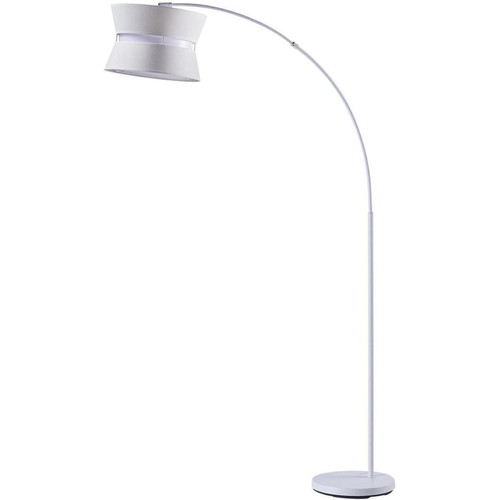 3S. x Home - Lampadaire en Métal Base en marbre Aj Tissu Blanc - Lampes sur pieds Design