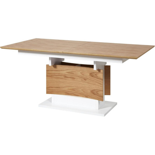 3S. x Home - Table de repas avec rallonge ouverture papillon  - Table basse blanche design