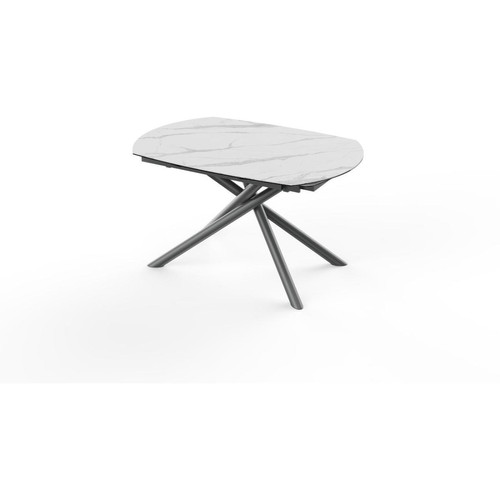 3S. x Home - Table de repas plateau ovale  - Table basse blanche design