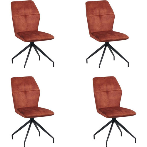 3S. x Home - Lot de 4 chaises JULES Marron  - Chaise marron