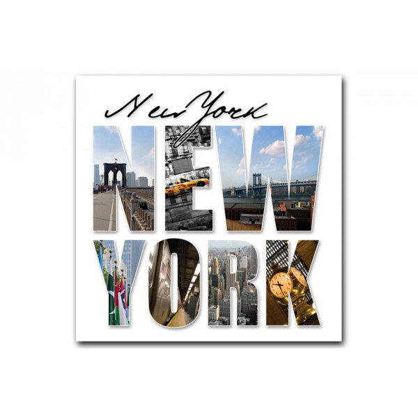 Tableau New York Lettres Panorama 80X80 cm 3S. x Home