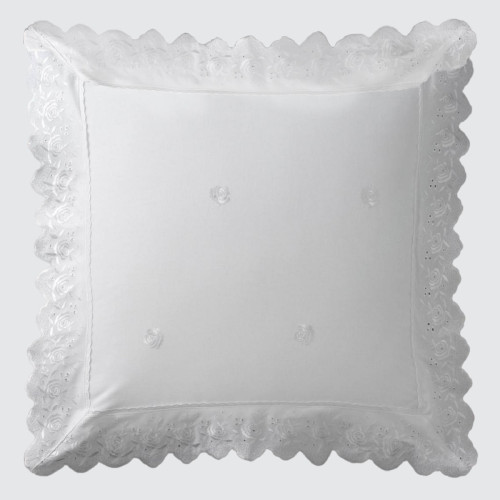 3S. x Collection (Nos Imprimés) - Taie d'oreiller polycoton BRODERIE - Blanc - Linge de lit matiere naturelle