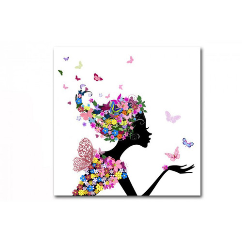 Tableau enfant Fée des Fleurs 60X60 cm  CAMELIA Multicolore 3S. x Home Meuble & Déco
