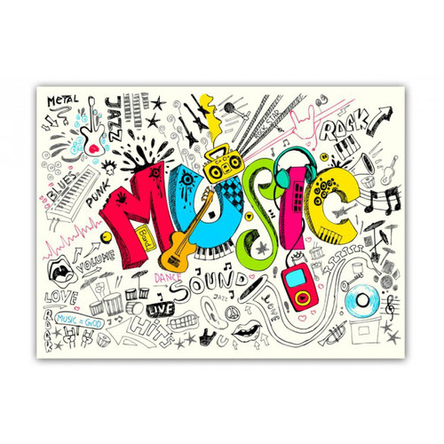 Tableau Musique Graphitis Colorés L.80 x H.55 cm  YOUNG Multicolore 3S. x Home Meuble & Déco