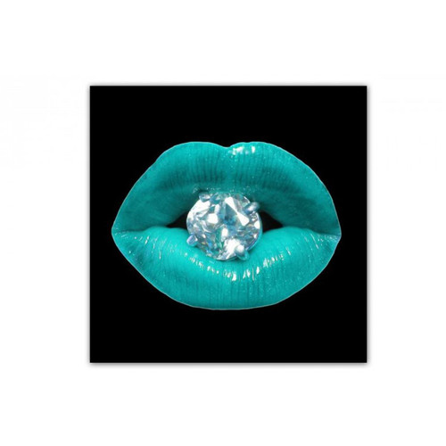 3S. x Home - Tableau Pop Bouche Diams Bleu Turquoise 50X50 cm - Promo La Déco Design