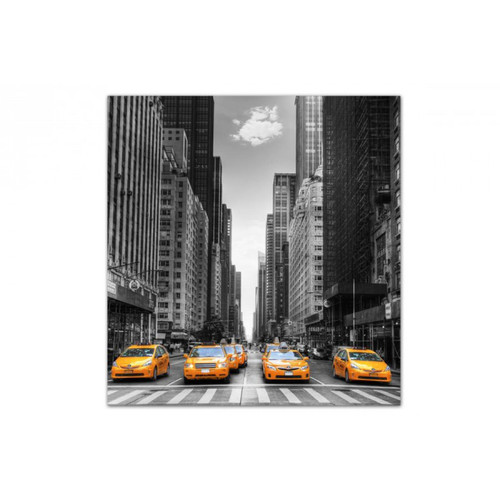 3S. x Home - Tableau Villes Taxi Dans New York 50X50 cm - Décoration Murale Design